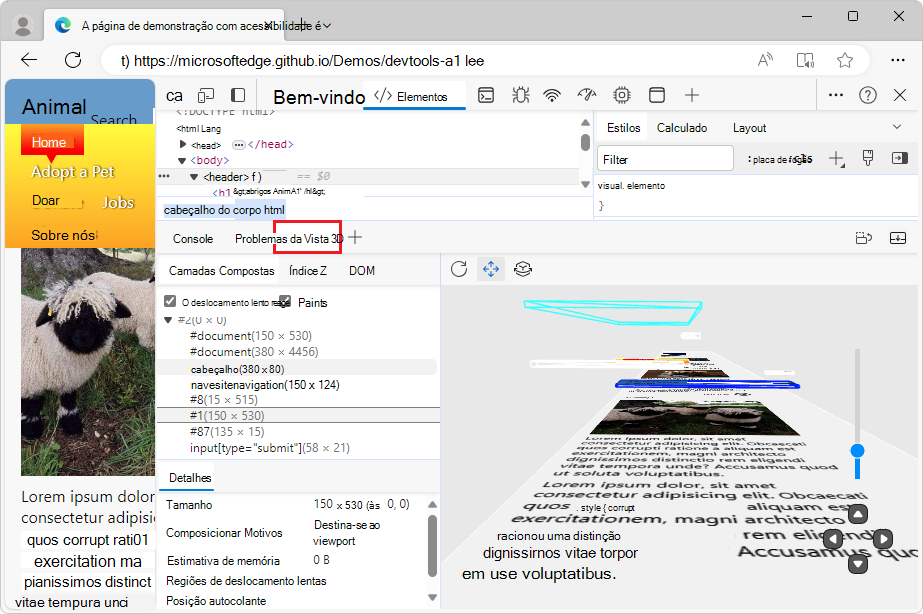 A ferramenta Vista 3D