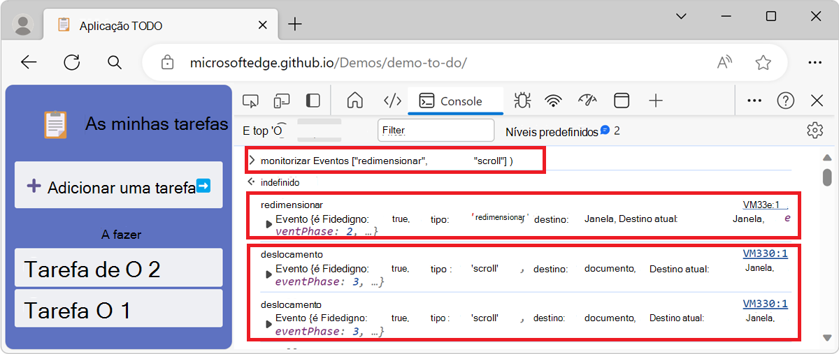 Monitorizar eventos de redimensionamento e deslocamento da janela
