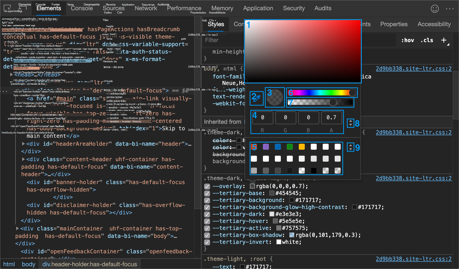 O Selecionador de Cores, anotado