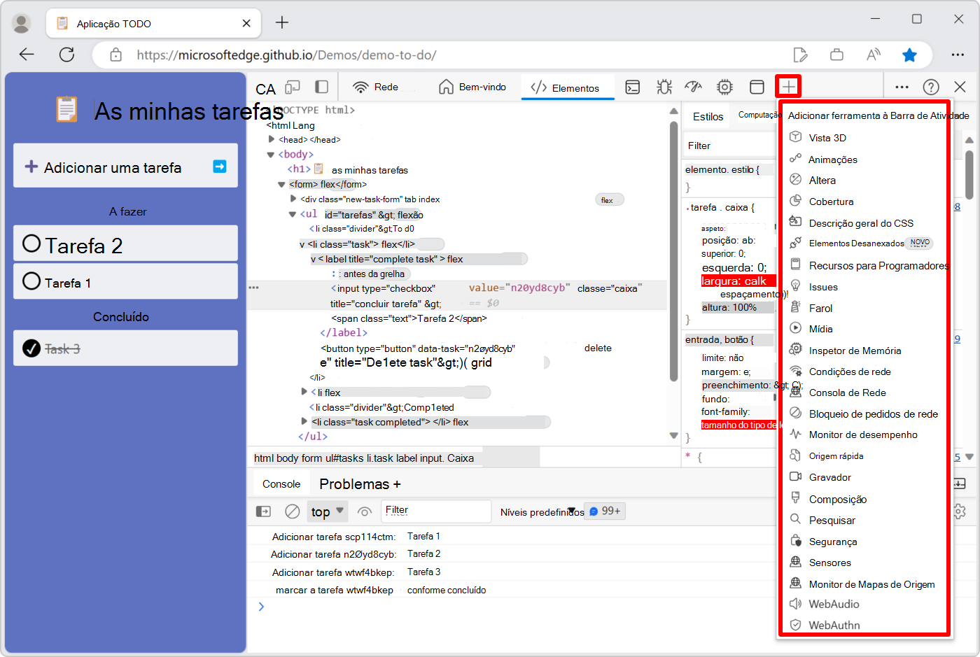 O botão Mais Ferramentas (+) para abrir uma nova ferramenta
