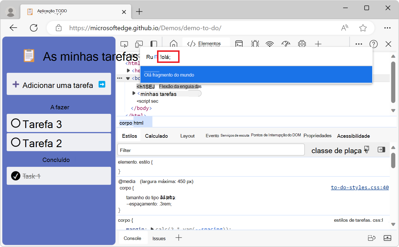 Executar um fragmento a partir do Menu de Comandos