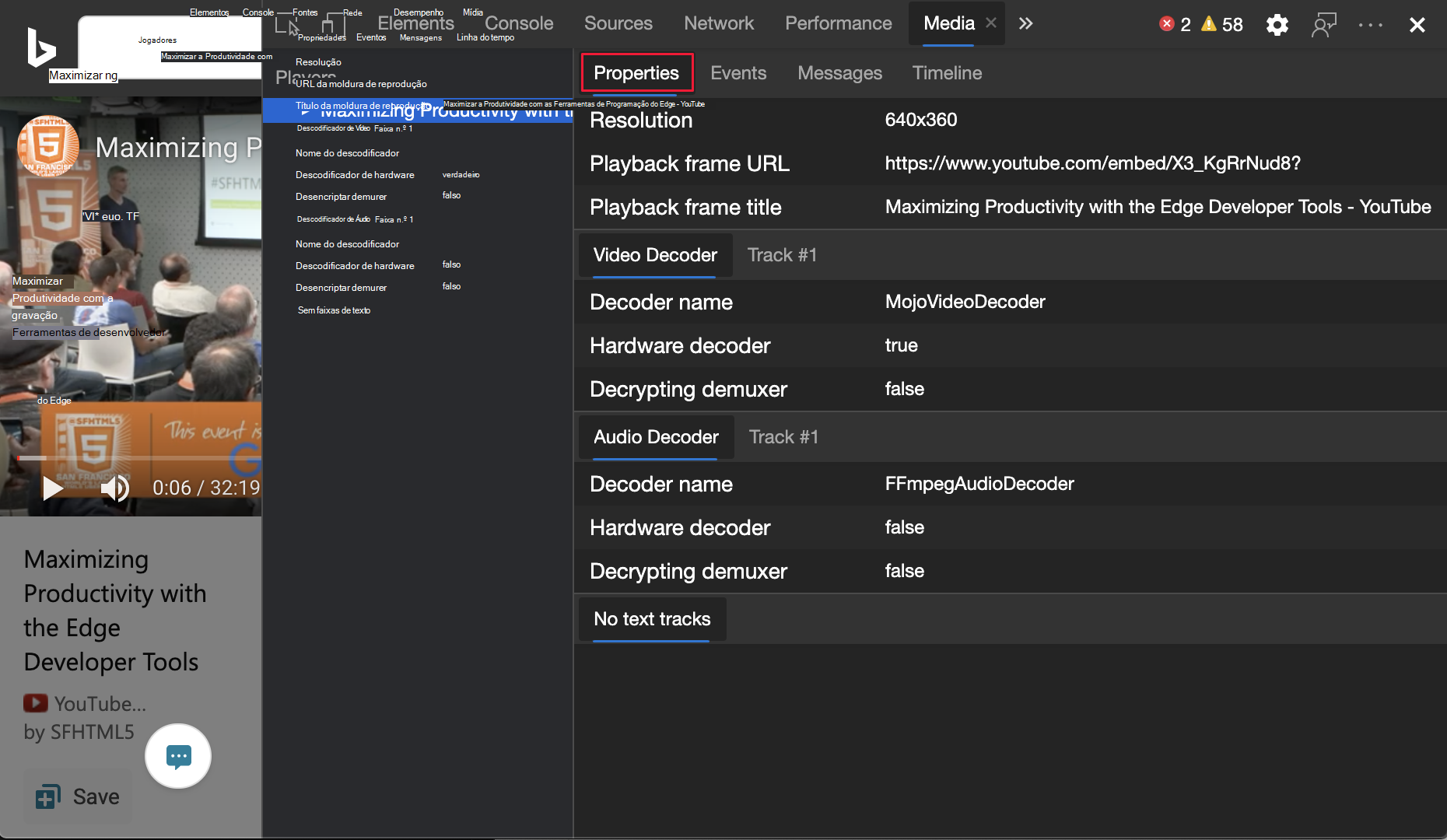 Propriedades de multimédia
