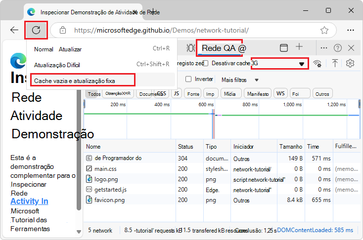 Cache vazia e atualização fixa