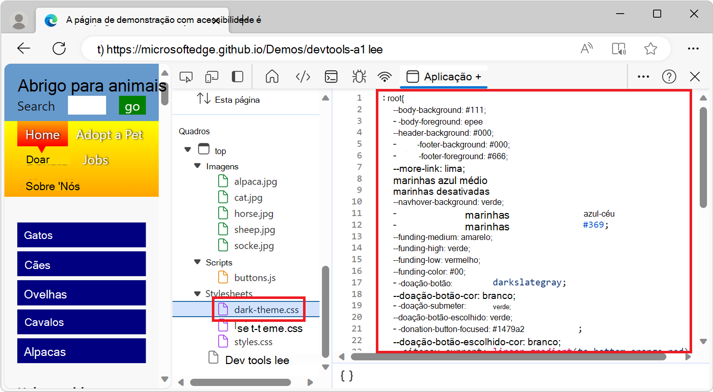 Ver um recurso na ferramenta Aplicação