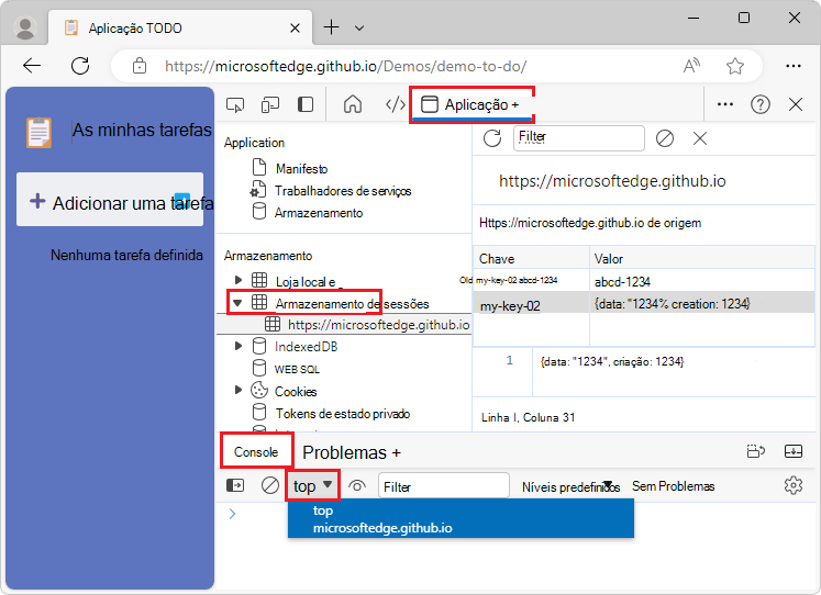 Alterar o contexto JavaScript da Consola