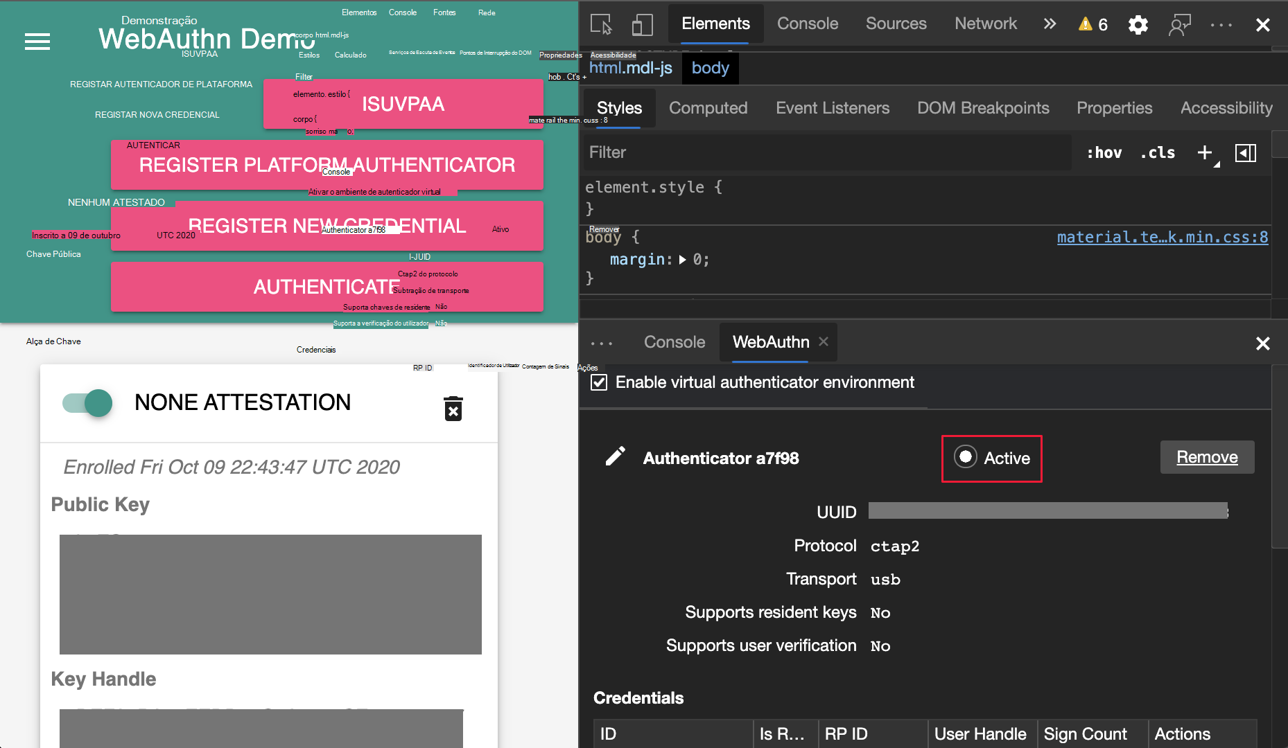 Definir o autenticador ativo