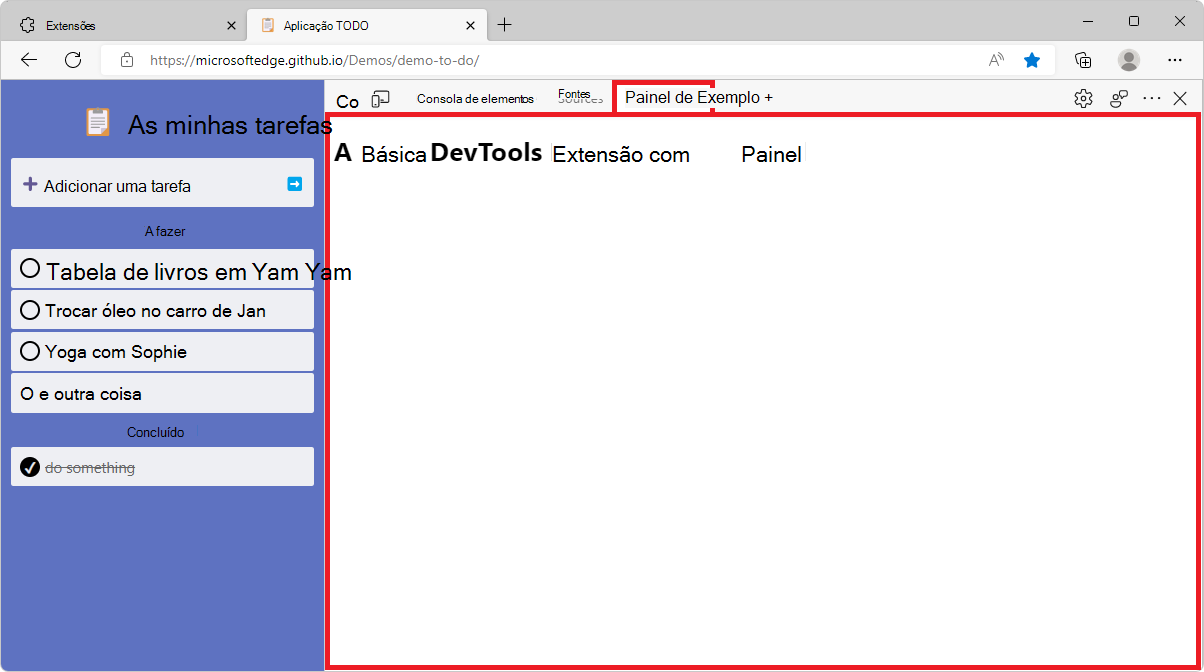 O novo separador e painel de ferramentas no DevTools
