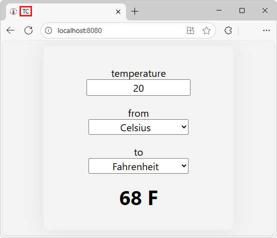 O nome da aplicação foi mudado para TC no browser