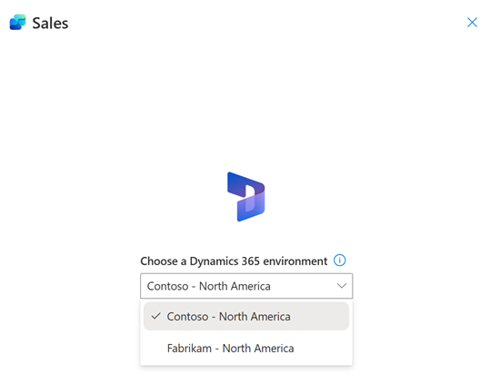 Captura de ecrã a mostrar a confirmação do ambiente quando existem vários ambientes.