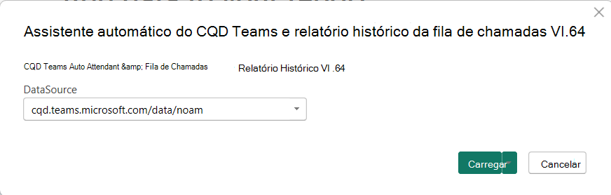 Captura de ecrã a selecionar a região do pipeline de dados CQD.