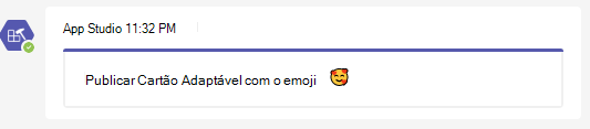 Captura de ecrã a mostrar um emoji de cartão ajustável.