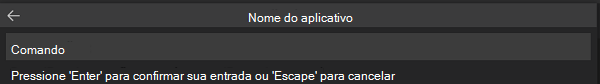 A captura de tela mostra para inserir o nome do aplicativo.