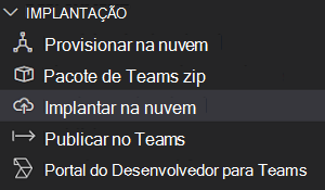 Captura de ecrã a mostrar onde clicar para implementar na cloud.