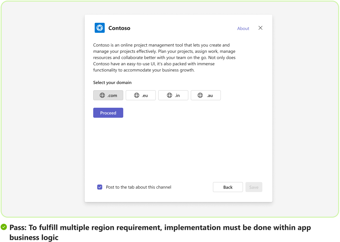 Captura de ecrã a mostrar o cenário aprovado do requisito de região feito com lógica.
