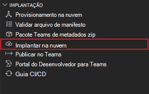 Captura de tela para mostrar o comando de implantação