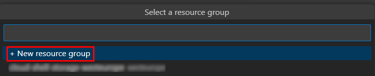 A captura de tela mostra a opção de criar um novo grupo de recursos do Azure.