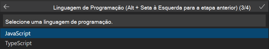 A captura de tela mostra como selecionar a linguagem de programação.