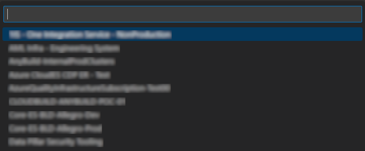 A captura de tela mostra as opções do grupo de assinaturas do Azure para escolher.
