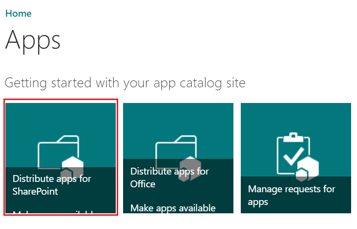 Distribua aplicativos para o SharePoint.