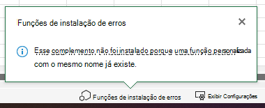 Uma mensagem de erro Excel intitulada 