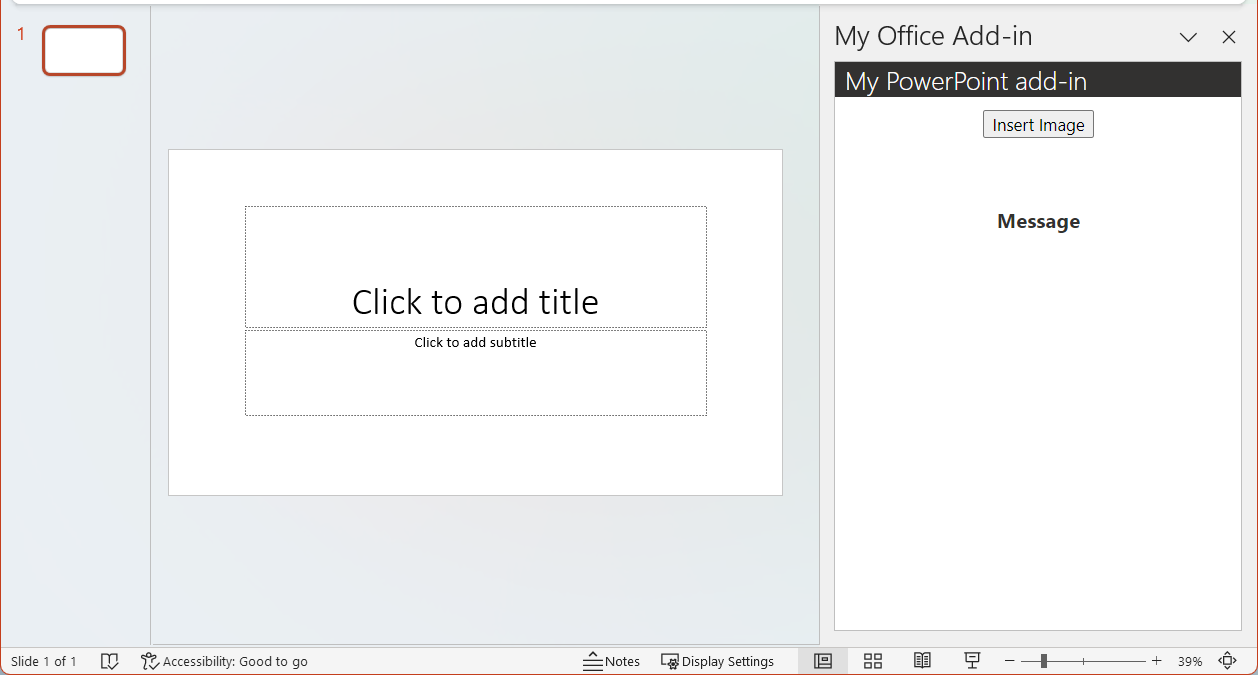 O suplemento do PowerPoint com botão Inserir Imagem.