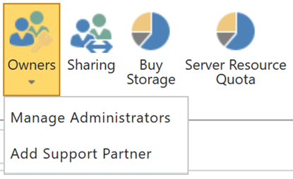 Vista de detalhes da lista pendente Proprietários.
