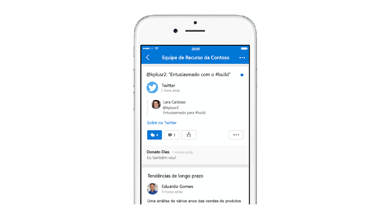 Uma mensagem acionável do Twitter exibida em um dispositivo móvel.