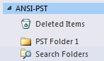 Captura de ecrã dos ficheiros na raiz do ficheiro .pst ANSI no Painel de Navegação.