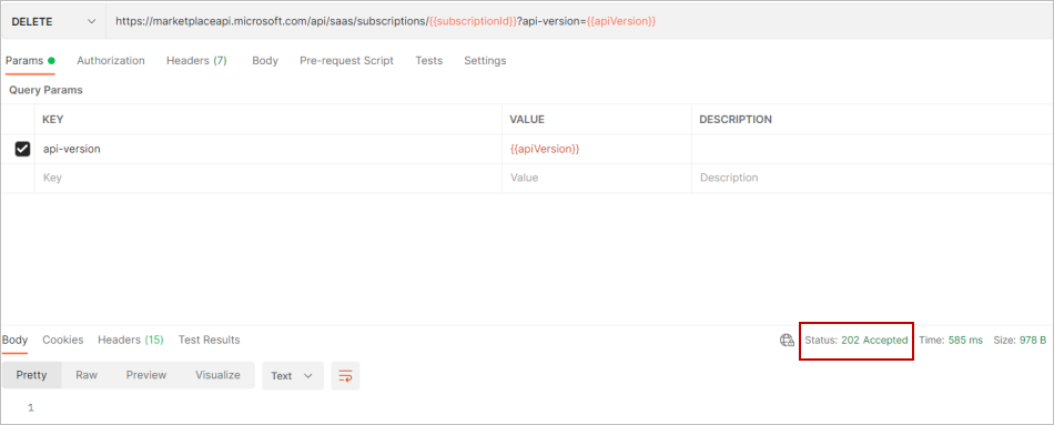A captura de tela ilustra a mensagem 202.