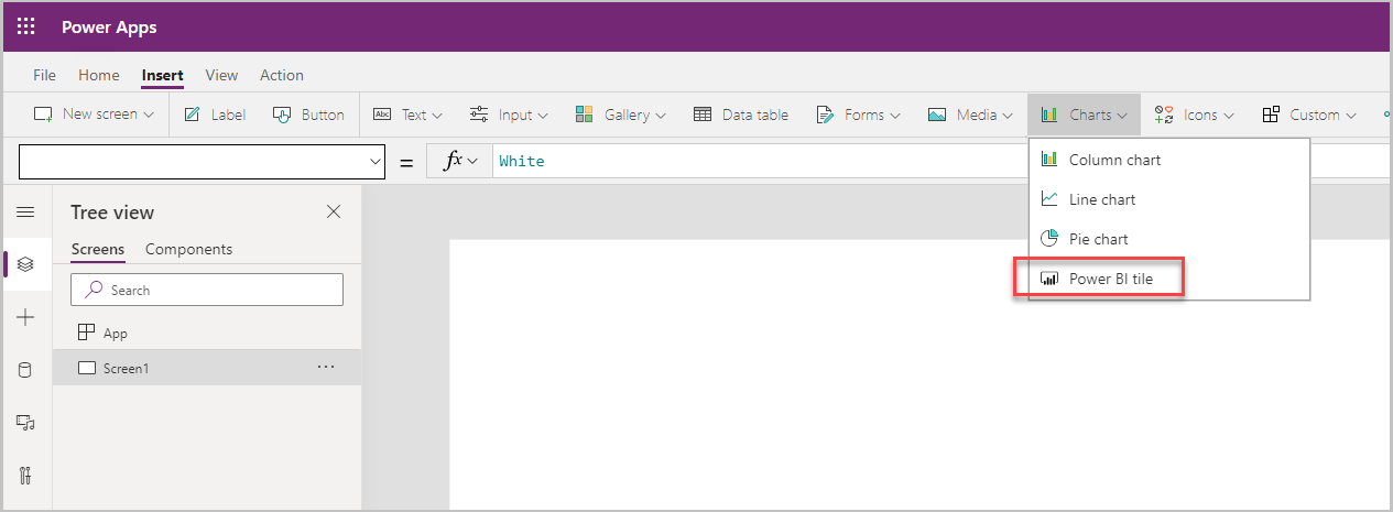 Selecionar Introduzir gráficos e selecionar mosaico Power BI Selecionar Introduzir gráficos e selecionar mosaico Power BI