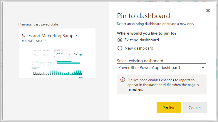 Selecionar o dashboard e selecionar Afixar dinâmico Selecionar o dashboard e selecionar Afixar dinâmico