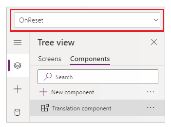 Propriedade OnReset para o componente.