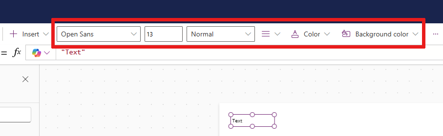 Imagem em movimento que mostra como a barra de comando muda, consoante o controlo que está selecionado.