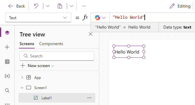 Utilizar a etiqueta Hello World.