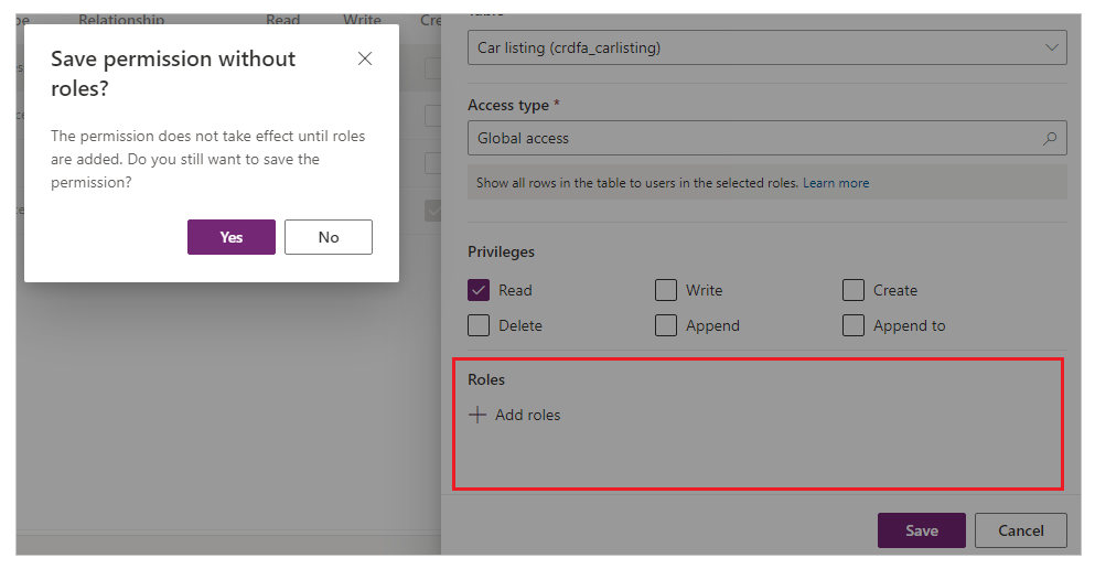Guardar uma permissão de tabela sem qualquer função da Web associada Guardar uma permissão de tabela sem qualquer função da Web associada.