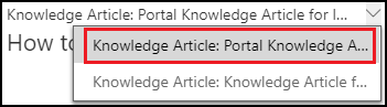 Selecionar formulário de artigo da base de dados de conhecimento do Portal.