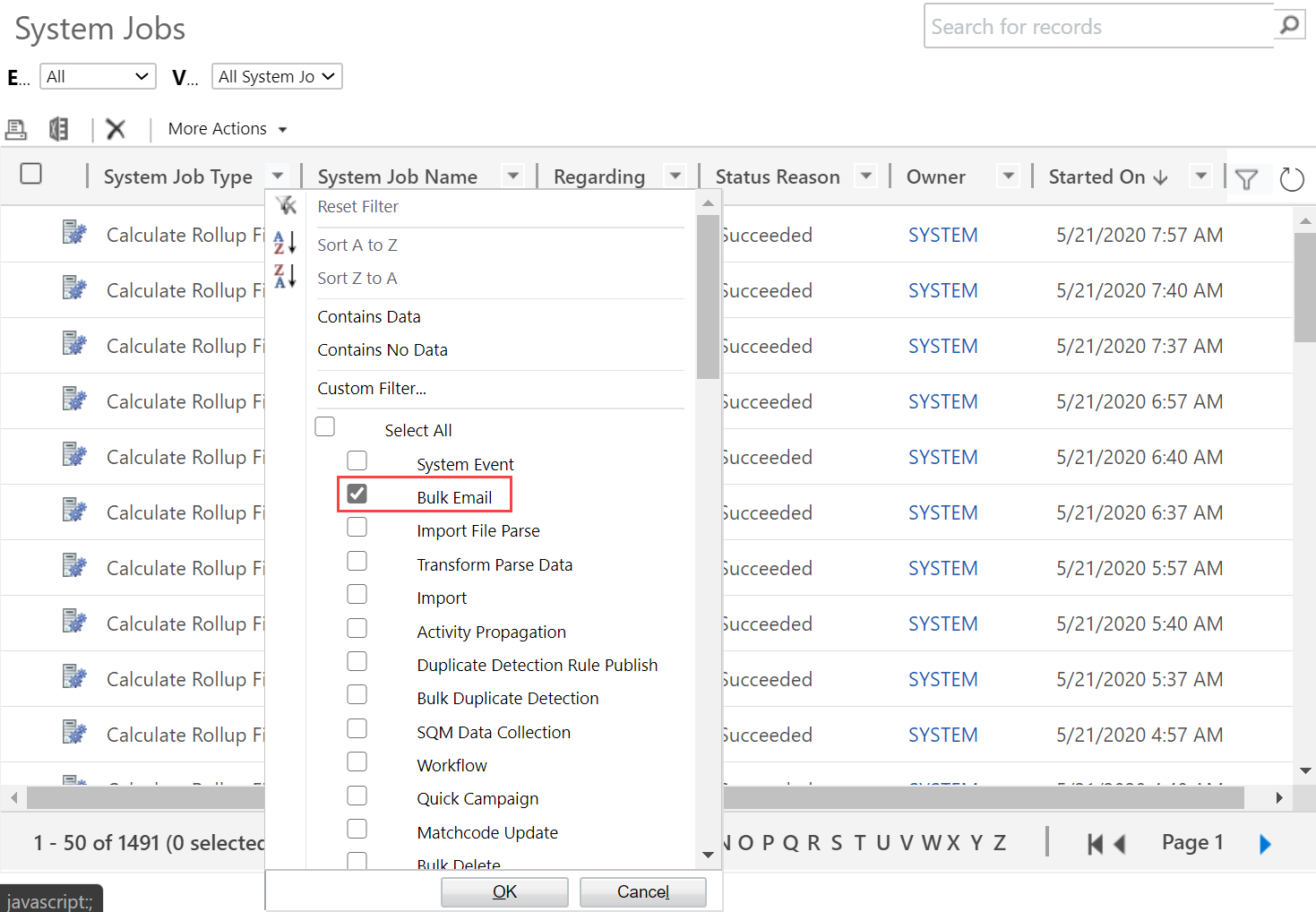 Filtro de e-mail em massa.