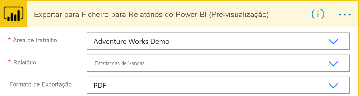 Screenshot of the export to file for Power BI reports.