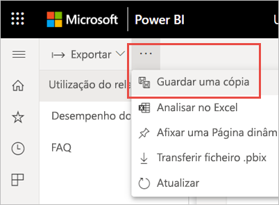 Captura de ecrã a mostrar como guardar uma cópia do relatório.