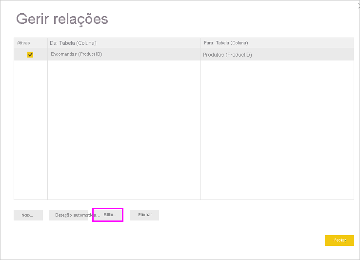 Screenshot that shows the Manage relationships dialog box.