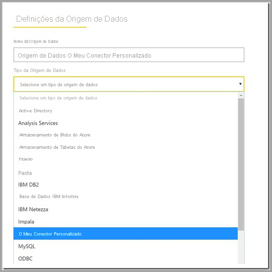 Screenshot that shows the Data Source list on the Settings page.