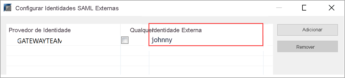 Captura de tela mostrando que o nome de usuário incorreto é exibido.