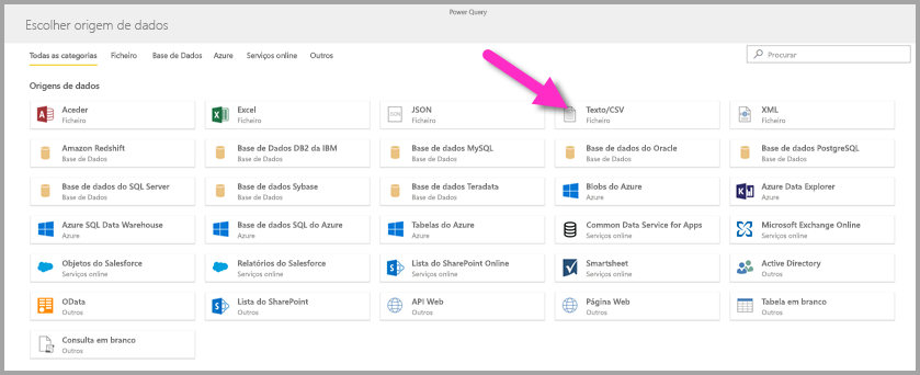 Screenshot shows Choose a data source, which includes Text/CSV.