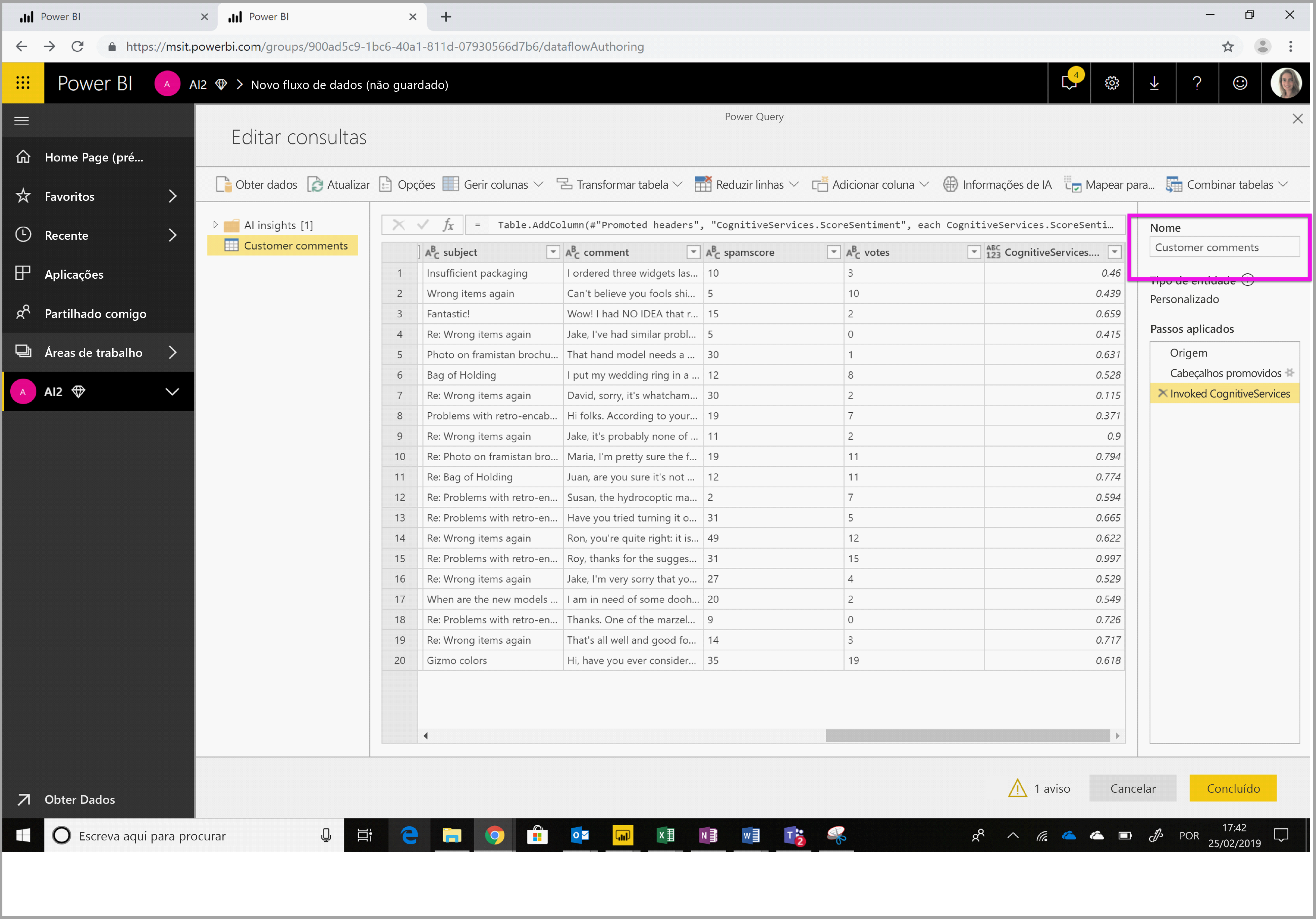 Screenshot shows Edit queries with Name called out.