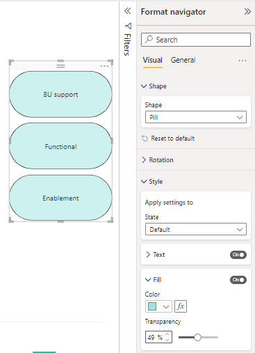 Captura de tela das configurações de layout de grade com botões de exemplo no visual.