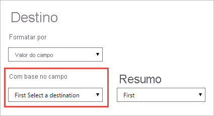 Screenshot showing the Select a destination field selected.