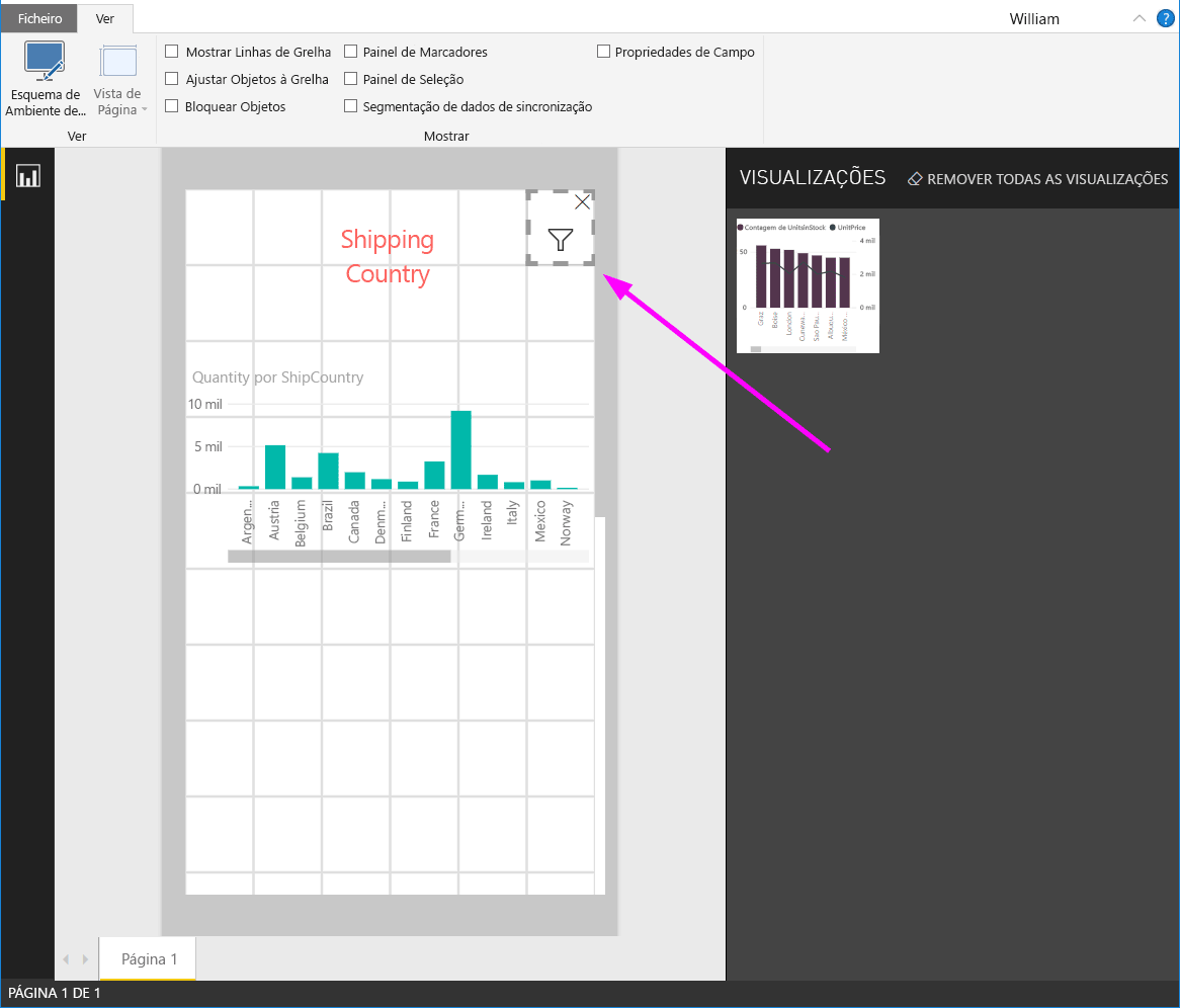 Screenshot of the slicer in the phone report layout.