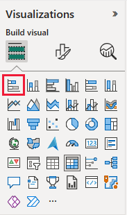 Screenshot shows the visualizations to choose from for the data.