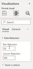 Captura de ecrã do formato panorâmico com opção para definir a contagem de redução de dados.