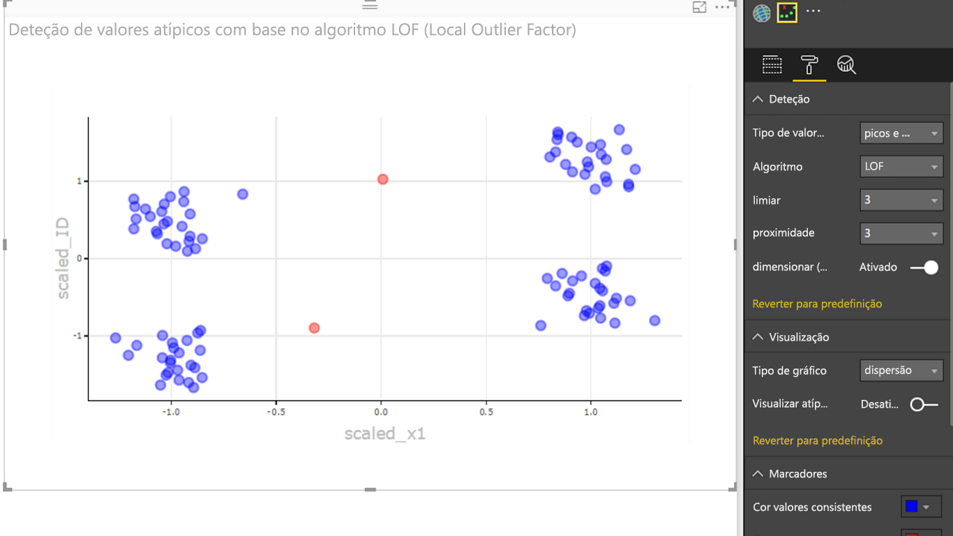 Screenshot shows Outliers detection.